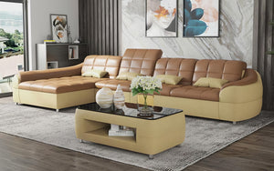 Aumin Small Leather Sectional with Chaise