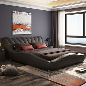 Dax Modern Curved Leather Bed