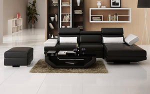 Merdell Mini Modern Leather Sectional with Chaise