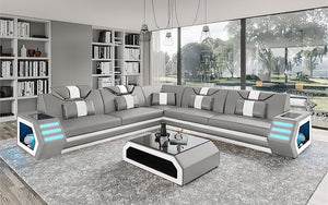 Mcmanu Modern Leather Sectional with LED Light