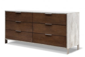 Camona Modern Dark Walnut & Faux Concrete Bedroom Set