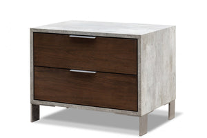 Camona Modern Dark Walnut & Faux Concrete Bedroom Set