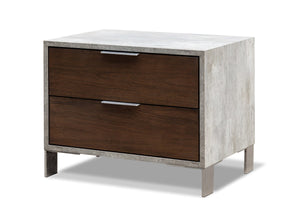 Nova Domus Redmond Modern Dark Walnut & Faux Concrete Nightstand