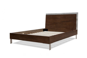 Camona Modern Dark Walnut & Faux Concrete Bedroom Set