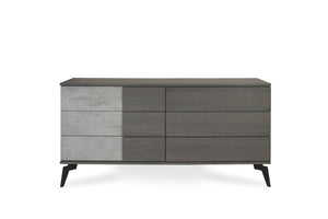 Polish Modern Faux Concrete & Grey Bedroom Set