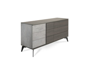 Polish Modern Faux Concrete & Grey Bedroom Set