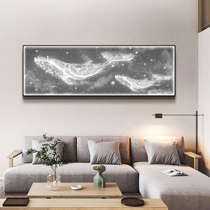 Futuristic Wall Art Whales Jumping IV