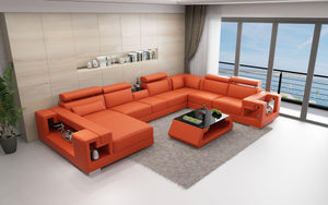 Moore Leather Sectional with Storage