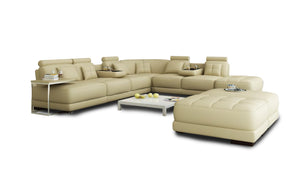 Chessboard Modern Leather Sectional With Ottoman