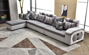 Selena Modular Tufted Sectional StyleB(Grey & Light Grey)