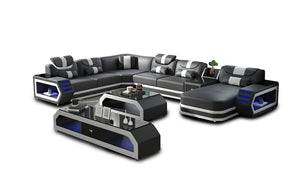 Oject Modern Leather Sectional with LED Light