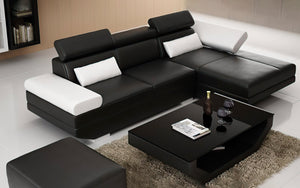 Merdell Mini Modern Leather Sectional with Chaise