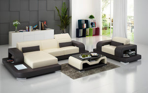 Gara Mini Modern Leather Sectional with Chaise