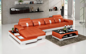 Kendrick Leather Sectional with Adjustable Headrest