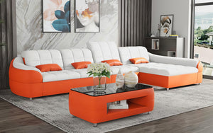 Aumin Small Leather Sectional with Chaise