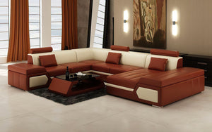 Lanz Modern Leather Sectional with Chaise