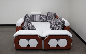 Selena Modular Compact Sectional StyleA(White&Brown)