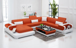 Ezrael Modern U-Shape Leather Sectional