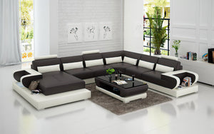 Mirak Modern U-Shape Leather Sectional