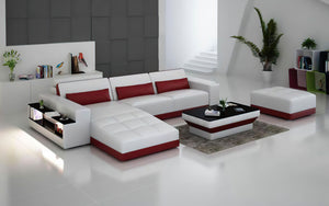 Silian Leather Sectional with Storage & LED Light