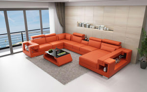 Moore Leather Sectional with Storage