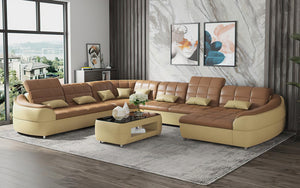 Aumin Modern Leather Sectional with Chaise