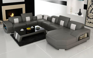 Bozeman Leather Sectional with Shape Chaise