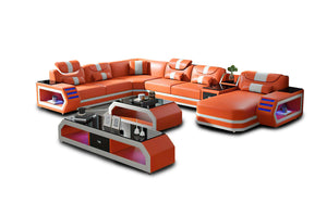 Oject Modern Leather Sectional with LED Light