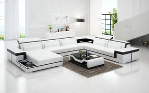 Perrault Leather Sectional with Adjustable Headrest