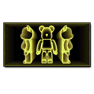 Futuristic Wall Art Yellow LED Bearbrick