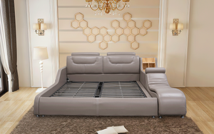 Giamo Leather Bed with Chaise and Storage