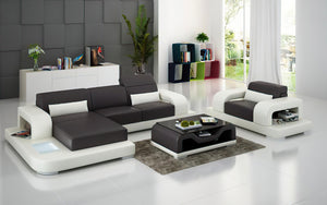 Gara Mini Modern Leather Sectional with Chaise