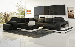 Heather Modern U-Shape Leather Sectional