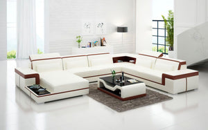 Perrault Leather Sectional with Adjustable Headrest