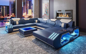 Sahara Modern Leather Sectional with Coffee Table