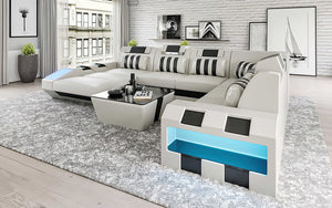 Cosmo Modern Leather Sectional with LED