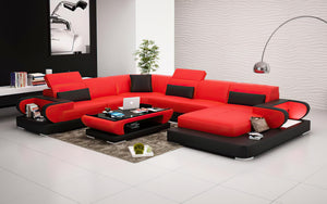 Ezrael Modern U-Shape Leather Sectional