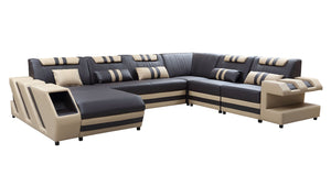 Neptune Modern Leather Sectional with LED Light