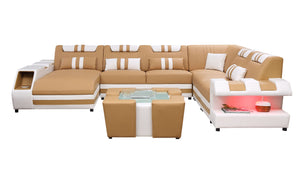 Neptune Modern Leather Sectional with LED Light