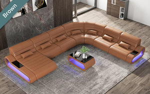 Catina XL Leather Sectional with LED Light