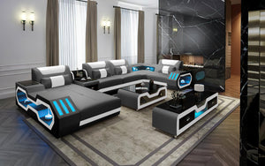 Omont Modern Leather Sectional with Console | Futuristic Furniture