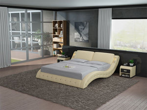 Beige Leather Bed