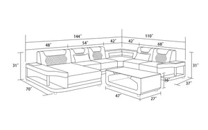 Tate Modern Leather Sectional with LED Light