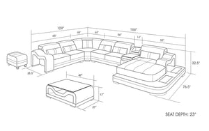 Sydney Large Italian Leather Sectional with Side Table