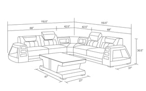 Ozzy Modern Corner Leather Sectional