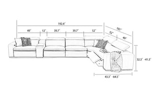 Janet Modern Fabric Sectional with Recliner