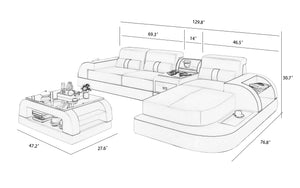 Piliu Small Leather Sectional with Chaise