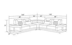 Tate Modern Leather Corner Sectional with LED Light