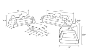 Ozzy Modern Leather Sofa Set