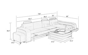 Heather Small Modern Leather Sectional with Chaise